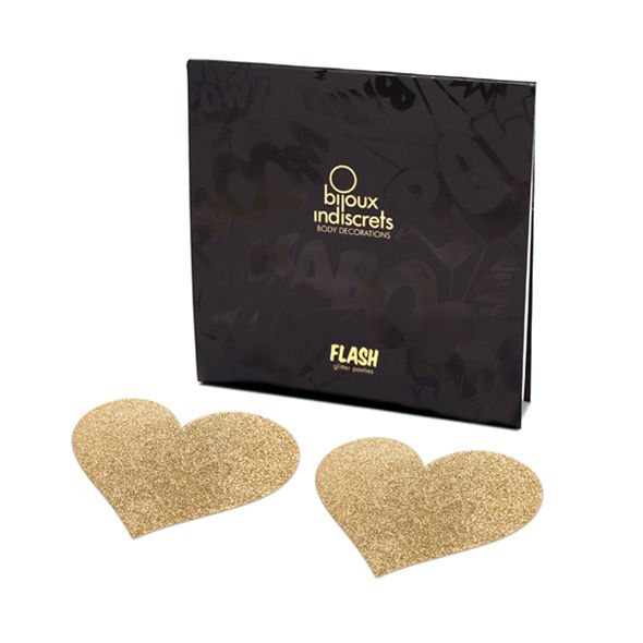 BIJOUX - INDISCRETS COPRI CAPEZZOLI FLASH CUORE DORATO - immagine 2