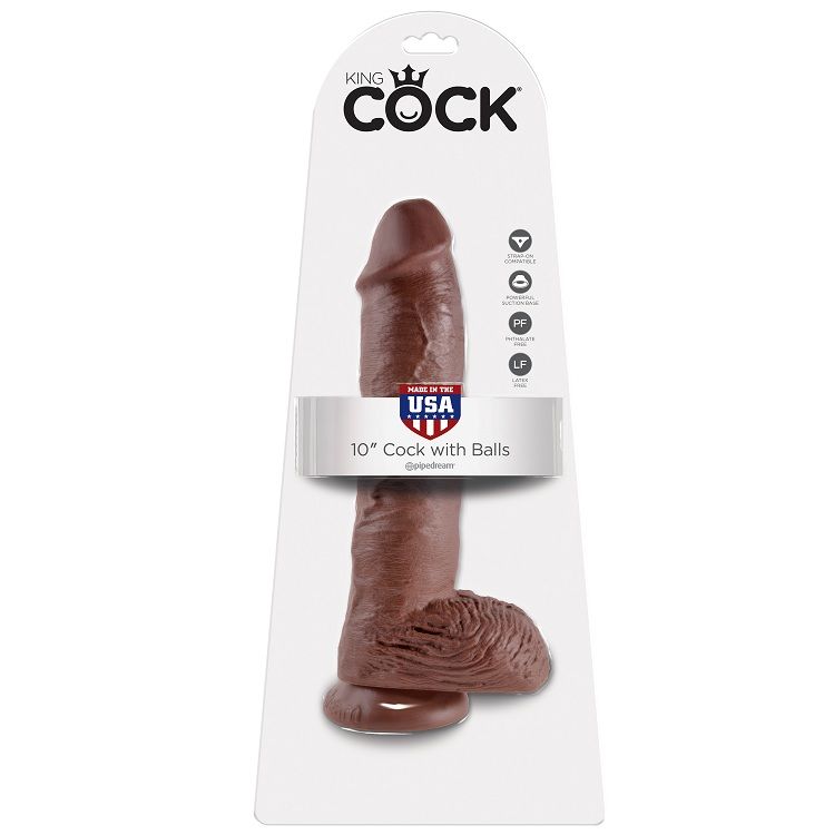 KING COCK - 10 DILDO MARRONE CON SFERE 25.4 CM - immagine 4