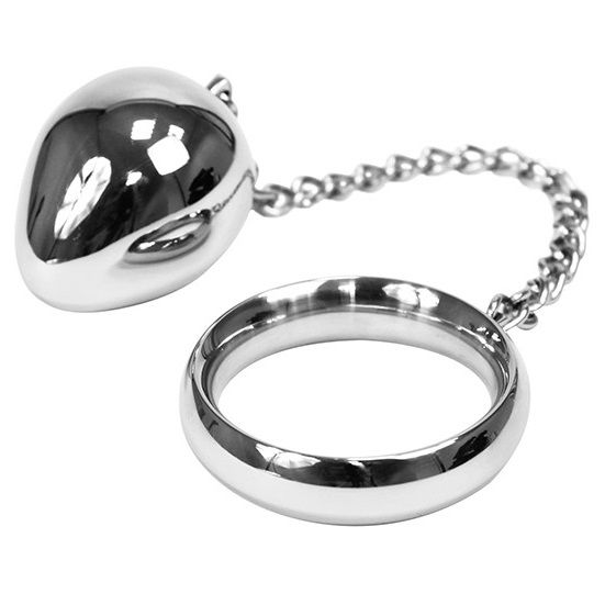 METAL HARD - ANELLO COCK 45MM + CATENA CON SFERA IN METALLO - immagine 2