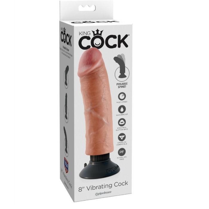 KING COCK - DILDO VIBRATORE 20.32 CM NATURALE - immagine 5