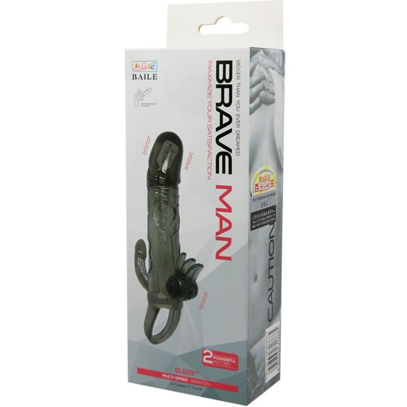 BAILE - COPRI PENE BRAVE MAN CON CLIT E STIMOLAZIONE ANALE DOPPIO BULLET NERO 16.5 CM - immagine 2