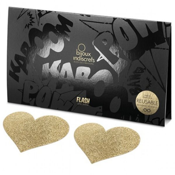 BIJOUX - INDISCRETS COPRI CAPEZZOLI FLASH CUORE DORATO - immagine 4