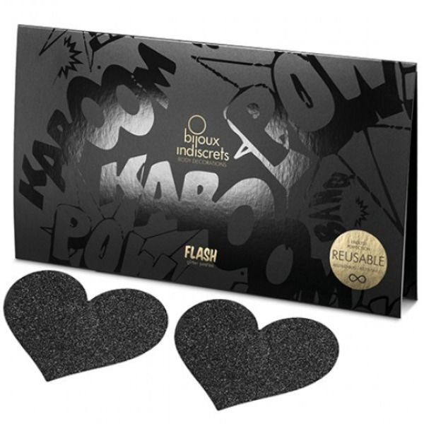 BIJOUX - INDISCRETS FLASH NERO TAGLI CAPEZZOLI CUORE - immagine 2