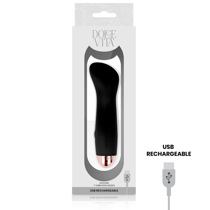 DOLCE VITA - VIBRADOR RECARGABLE ONE NEGRO 7 VELOCIDADES - immagine 2
