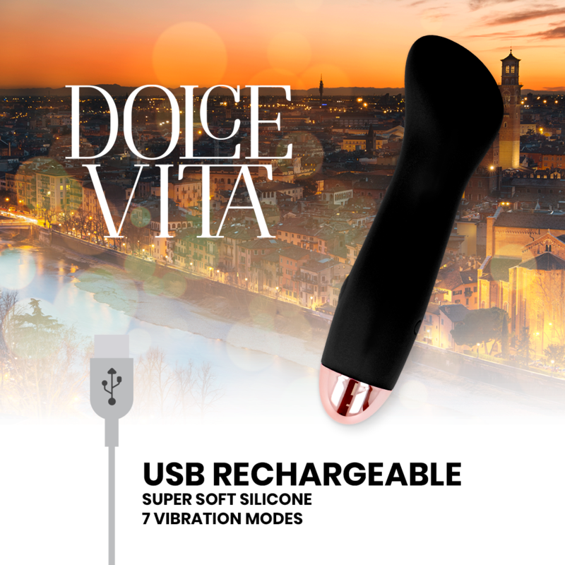 DOLCE VITA - VIBRADOR RECARGABLE ONE NEGRO 7 VELOCIDADES - immagine 3