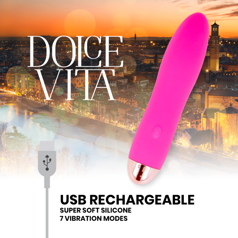 DOLCE VITA - VIBRADOR RECARGABLE FOUR ROSA 7 VELOCIDADES - immagine 2