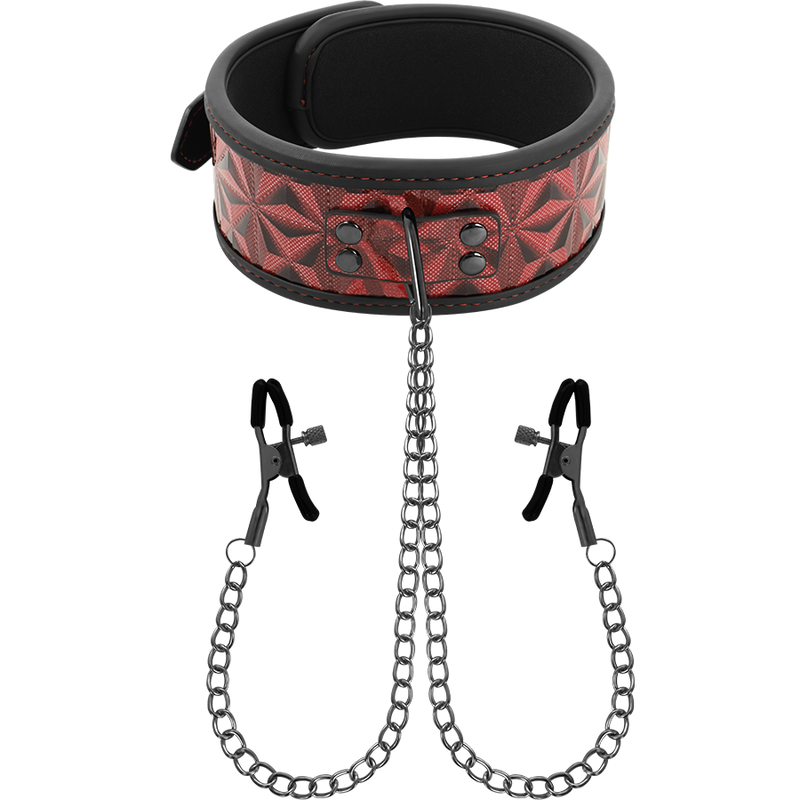 begme red edition collar con cadenas y pinzas pezones