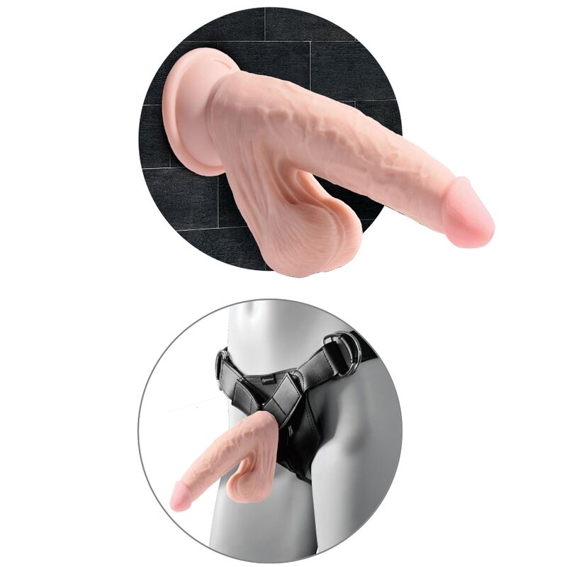 KING COCK - PLUS 3D DILDO SWINGING BALLS 24.5 CM NATURAL - immagine 4
