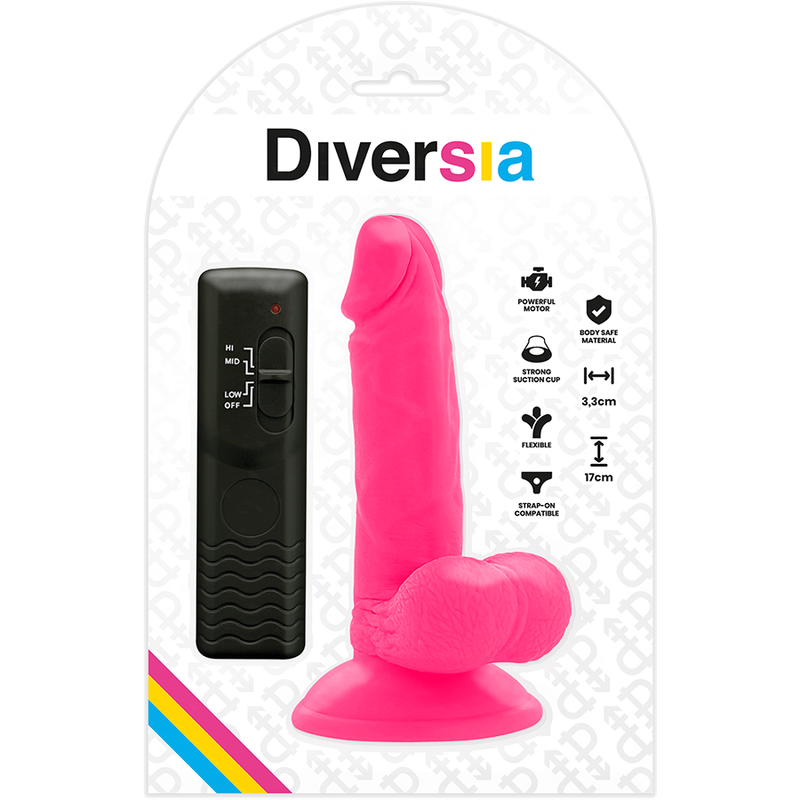 DIVERSIA - DILDO REALÍSTICO FLEXIBLE CON VIBRACIÓN ROSA 17 CM -O- 3.3 CM - immagine 6