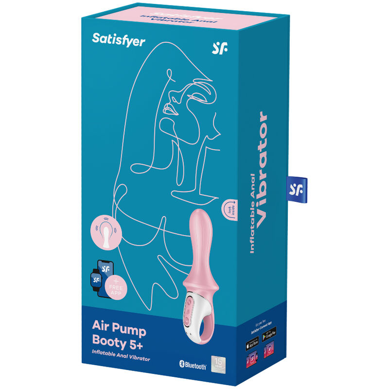 SATISFYER - AIR PUMP BOOTY 5+ VIBRADOR ANAL INFLABLE ROSA - immagine 4