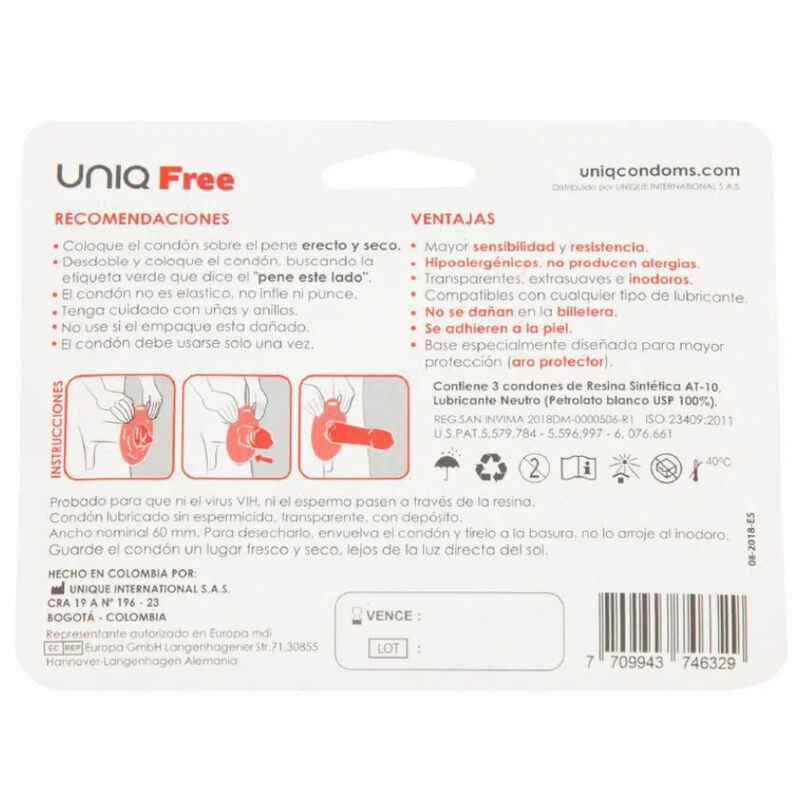 UNIQ - PRESERVATIVO SENZA LATTICE FREE CON ANELLO DI PROTEZIONE 3 UNITÀ - immagine 2