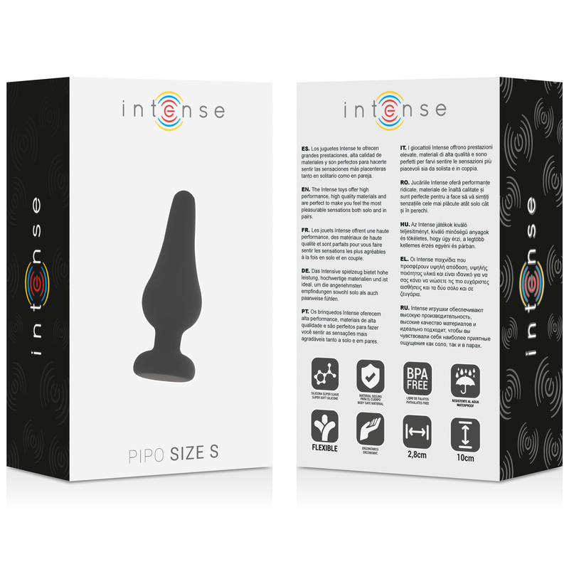 INTENSE - PLUG ANALE PIPO S SILICONE NERO 9,8 CM - immagine 4