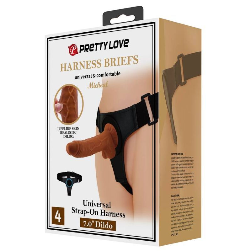 PRETTY LOVE - HARNESS BRIEFS ARNÉS UNIVERSAL CON DILDO MICHEAL 20 CM NEGRO - immagine 5