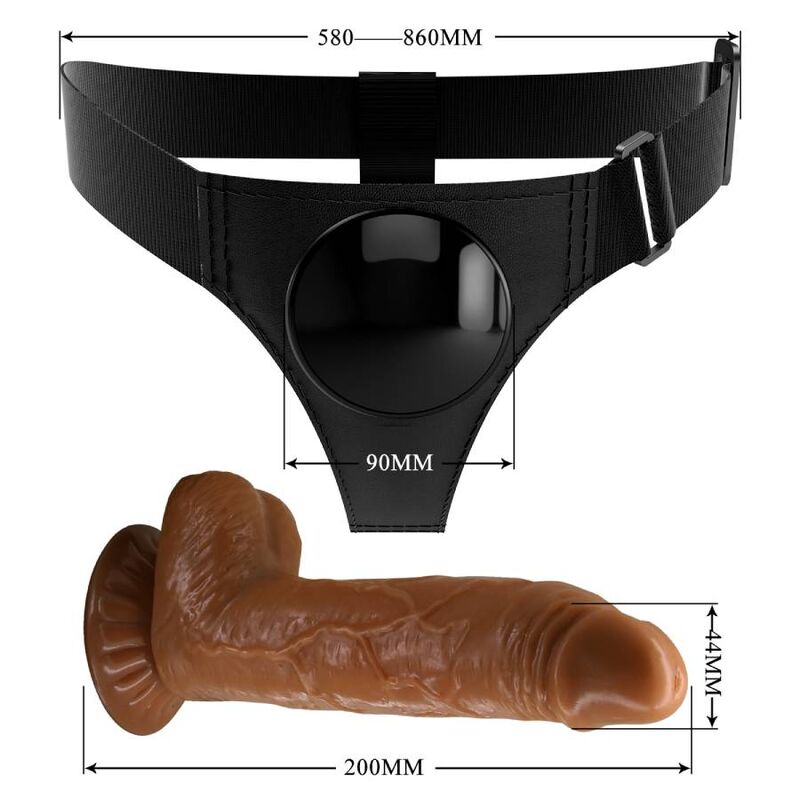 PRETTY LOVE - HARNESS BRIEFS ARNÉS UNIVERSAL CON DILDO MICHEAL 20 CM NEGRO - immagine 6