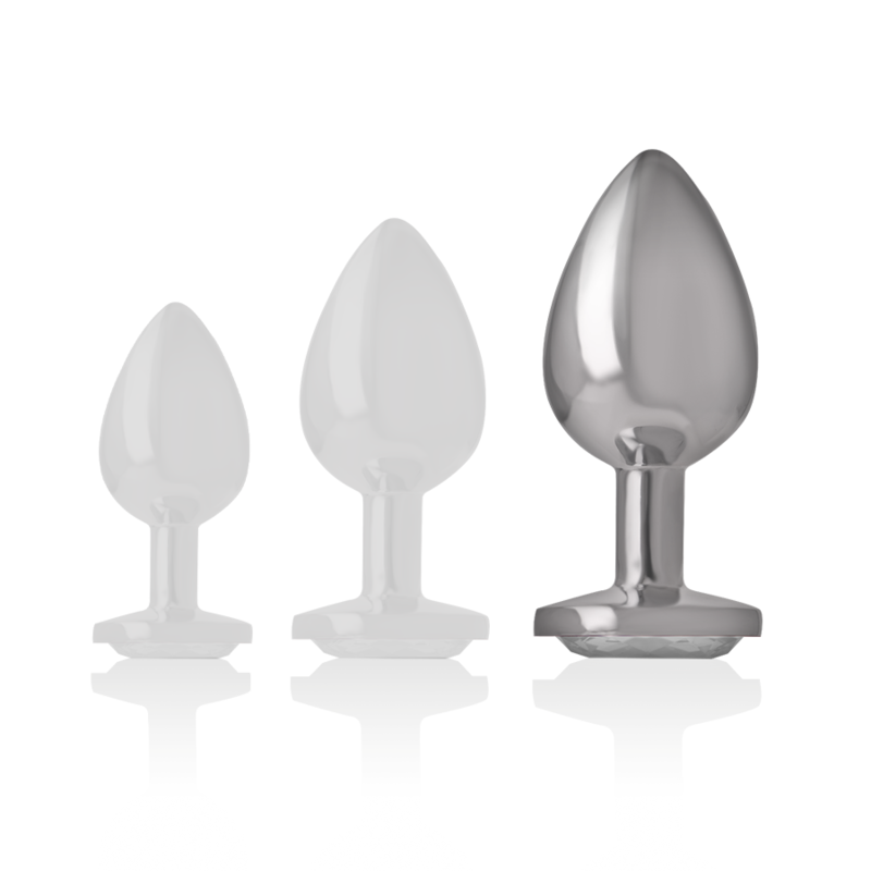 INTENSE - PLUG ANALE IN METALLO ALLUMINIO CON CRISTALLO ARGENTO MISURA L - immagine 4