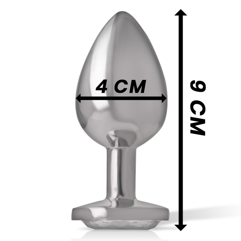 INTENSE - PLUG ANALE IN METALLO ALLUMINIO CON CRISTALLO ARGENTO MISURA L - immagine 3