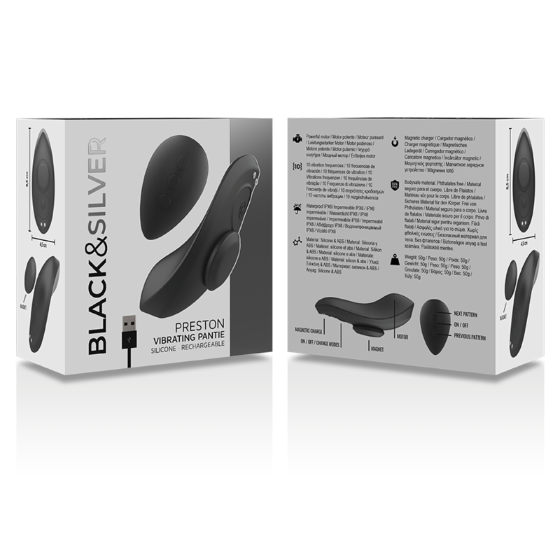 BLACK&SILVER - PANTALONE VIBRATORE IN SILICONE RICARICABILE PRESTON NERO - immagine 7