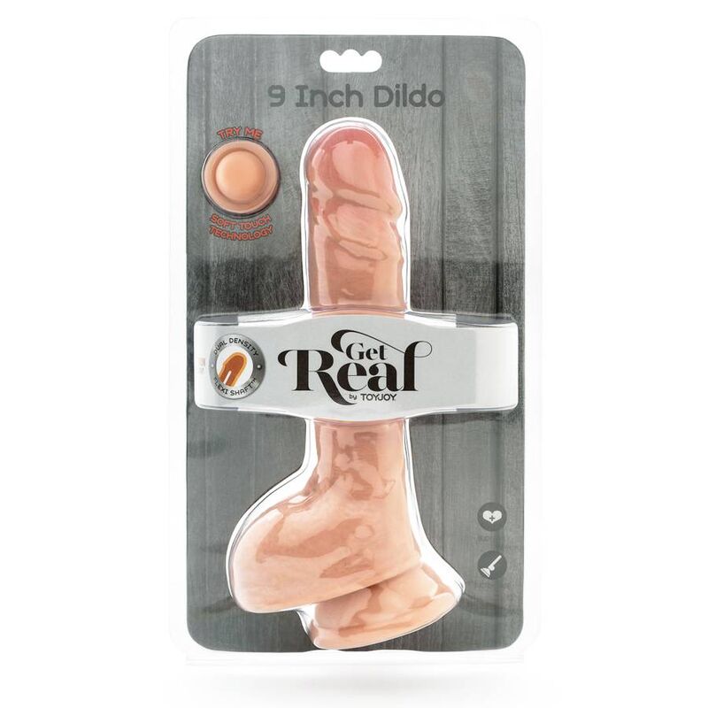 GET REAL - DUAL DENSITY DILDO 25,5 CM CON TESTÍCULOS NATURAL - immagine 3