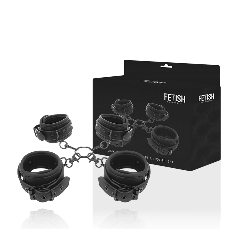 FETISH SUBMISSIVE - SET DI MANETTE PER MANI E CAVIGLIE CON FODERA IN NOPRENE - immagine 2