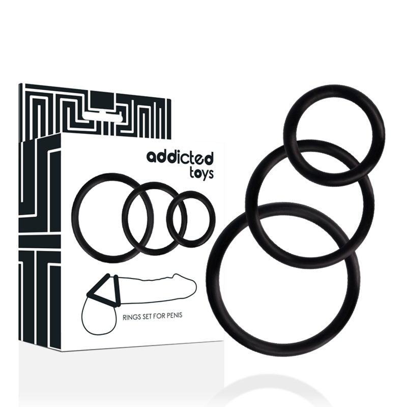 ADDICTED TOYS - SET DI ANELLI PER PENE NERO - immagine 3