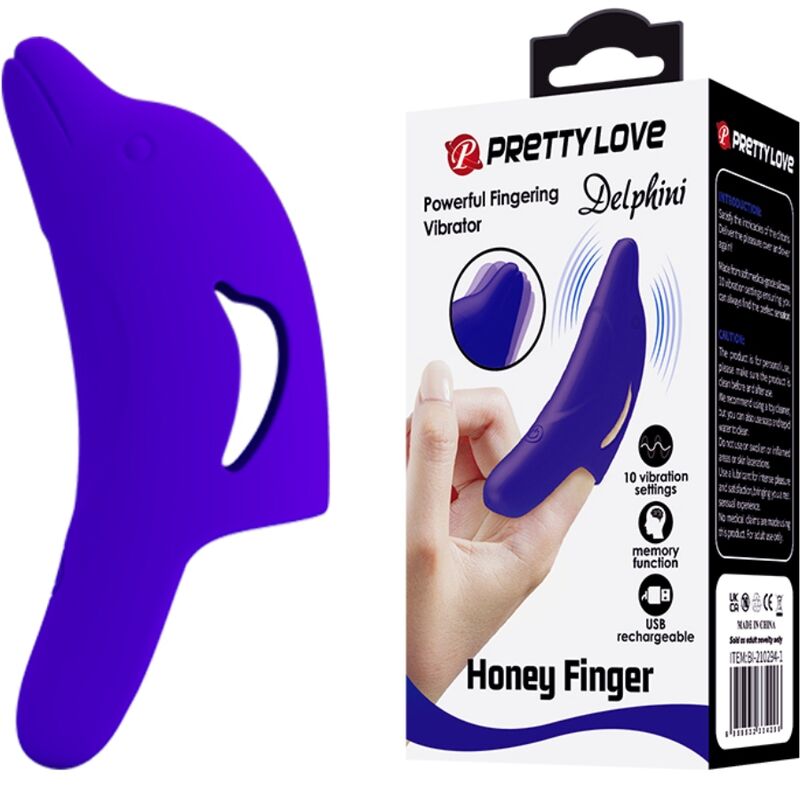 PRETTY LOVE - DELPHINI PODEROSO ESTIMULADOR DE DEDO AZUL OSCURO - immagine 7