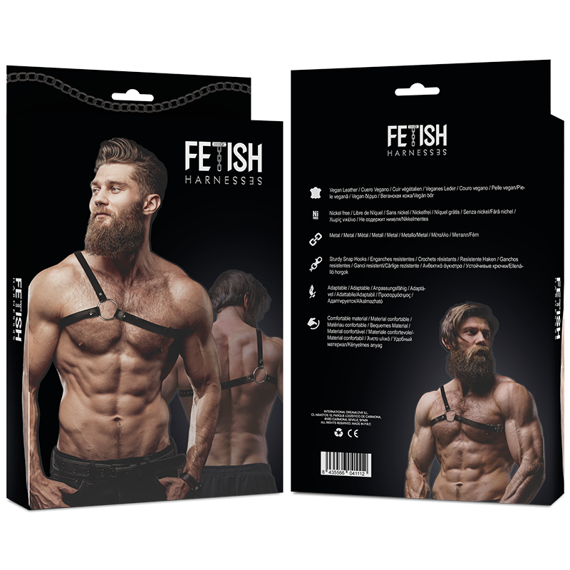 FETISH SUBMISSIVE - ATTITUDE IMBRACATURA IN ECOPELLE CON SPALLE INCROCIATE PER UOMO - immagine 2