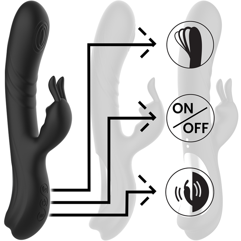 BLACK&SILVER - JAMIE VIBRADOR RABBIT EFECTO WAVE - immagine 6
