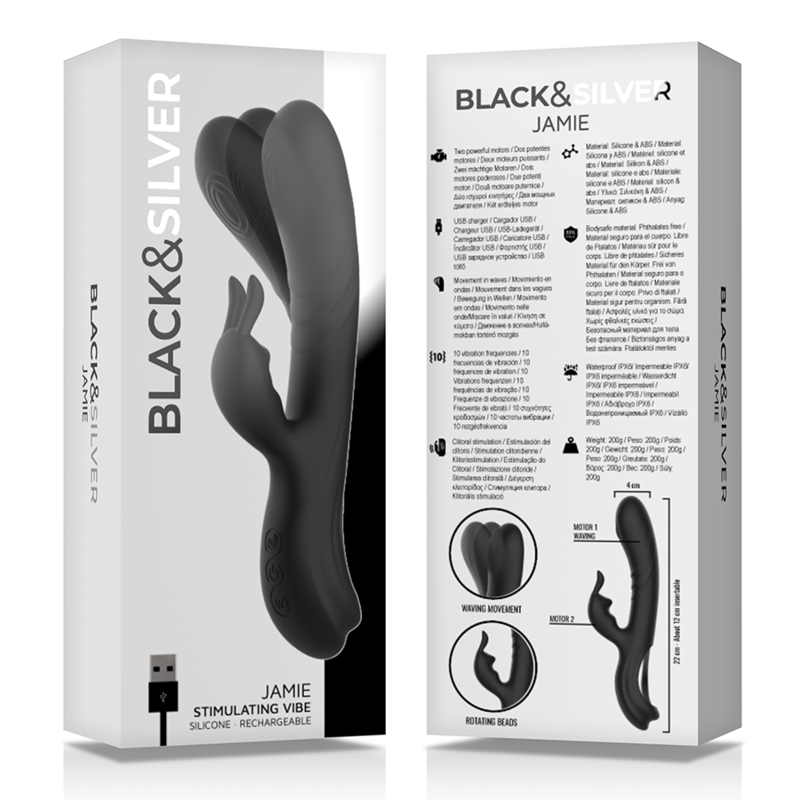 BLACK&SILVER - JAMIE VIBRADOR RABBIT EFECTO WAVE - immagine 4