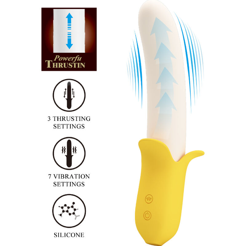PRETTY LOVE - BANANA GEEK SUPER POWER 7 VIBRAZIONI SU E GIÙ SILICONE NERO - immagine 2
