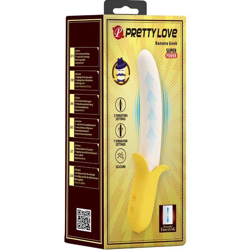 PRETTY LOVE - BANANA GEEK SUPER POWER 7 VIBRAZIONI SU E GIÙ SILICONE NERO - immagine 3