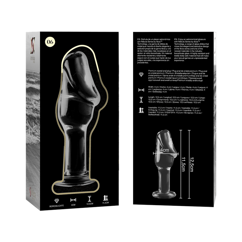 NEBULA SERIES BY IBIZA - MODELLO 6 PLUG ANALE VETRO BOROSILICATO 12,5 X 4 CM TRASPARENTE - immagine 5