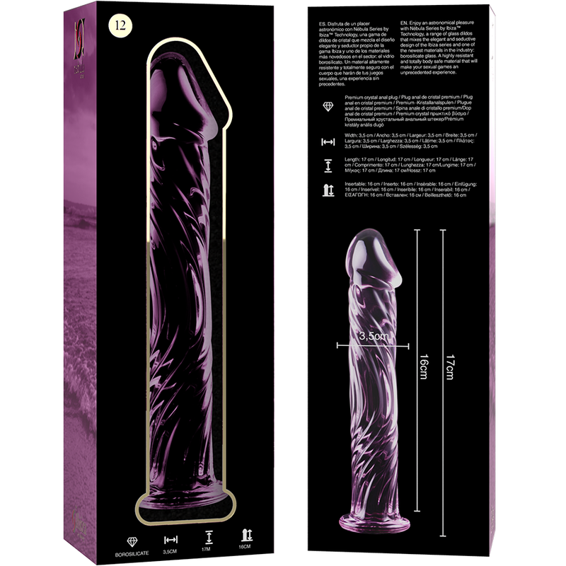 NEBULA SERIES BY IBIZA - MODELLO 12 DILDO IN VETRO BOROSILICATO 17 X 3,5 CM TRASPARENTE - immagine 5