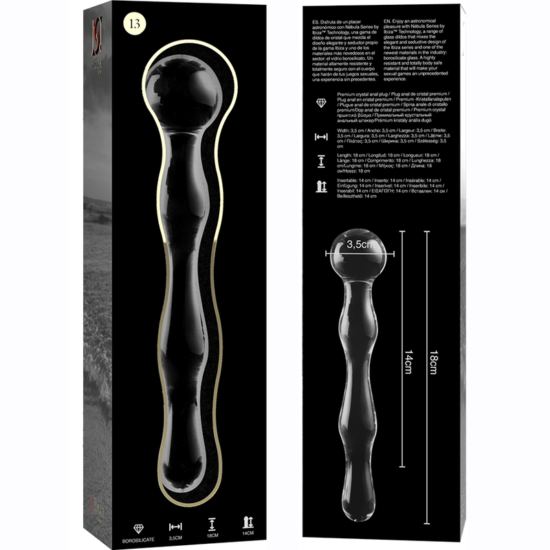NEBULA SERIES BY IBIZA - MODELLO 13 DILDO IN VETRO BOROSILICATO 18 X 3,5 CM TRASPARENTE - immagine 3