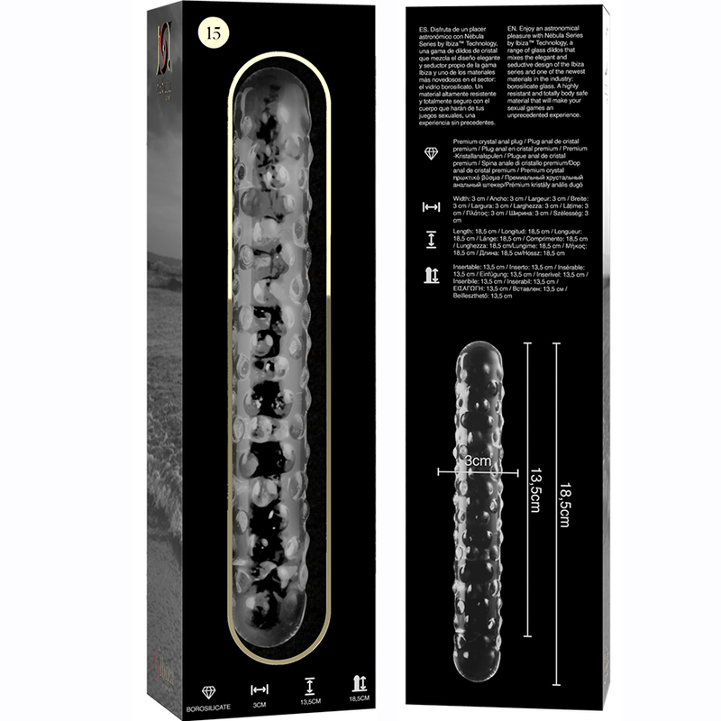NEBULA SERIES BY IBIZA - MODELLO 15 DILDO IN VETRO BOROSILICATO 18,5 X 3 CM TRASPARENTE - immagine 5