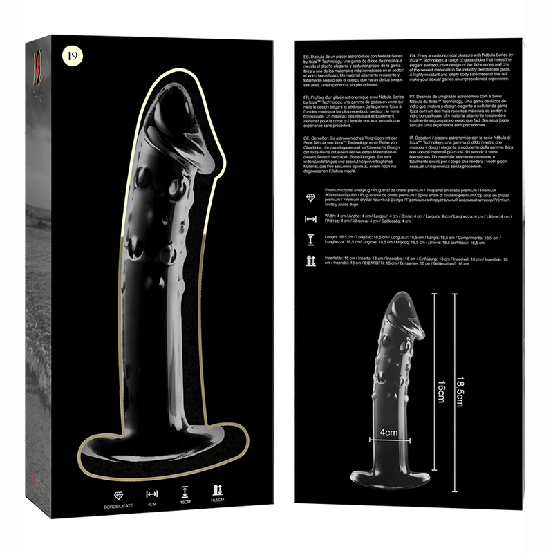 NEBULA SERIES BY IBIZA - MODELLO 19 DILDO IN VETRO BOROSILICATO 18,5 X 4 CM TRASPARENTE - immagine 4