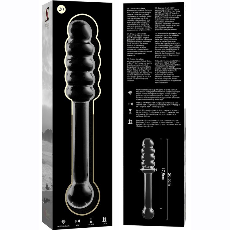 NEBULA SERIES BY IBIZA - MODELLO 20 DILDO IN VETRO BOROSILICATO 20,5 X 3 CM TRASPARENTE - immagine 4