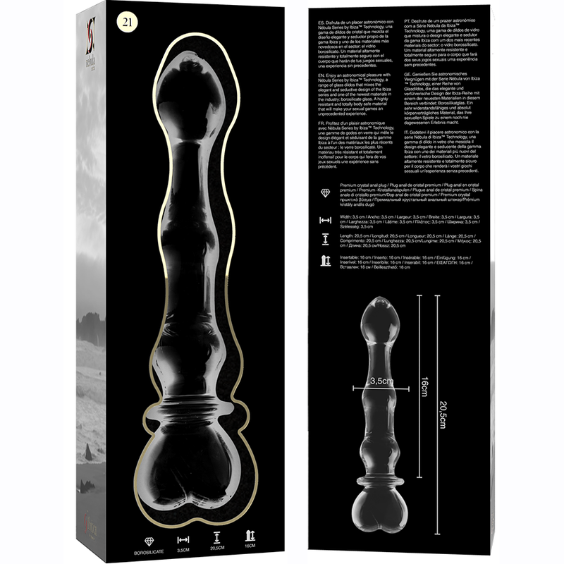 NEBULA SERIES BY IBIZA - MODELLO 21 DILDO IN VETRO BOROSILICATO 20,5 X 3,5 CM TRASPARENTE - immagine 4