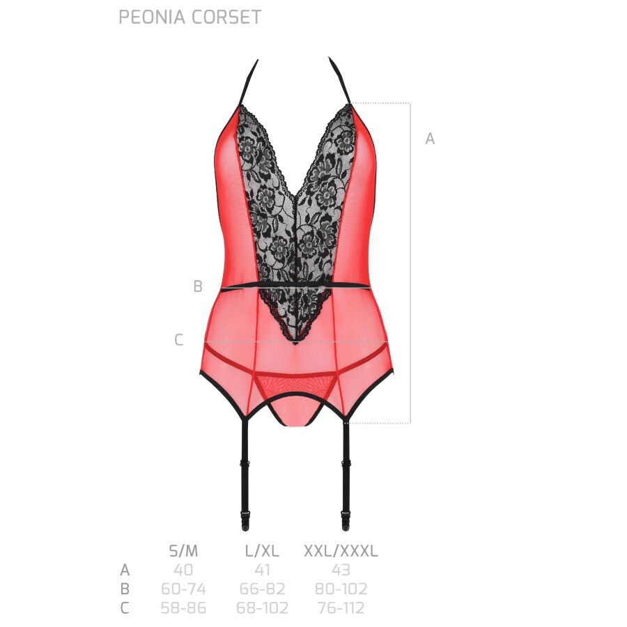 PASSION - PEONIA CORSET EROTIC LINE ROJO S/M - immagine 6