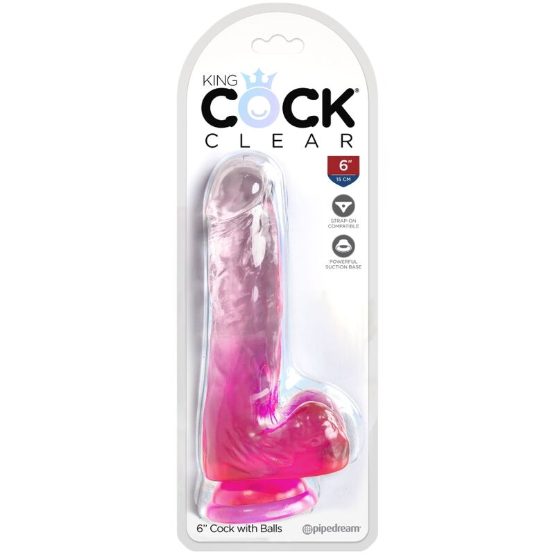 KING COCK - CLEAR PENE REALISTICO CON SFERE 13.5 CM ROSA - immagine 2