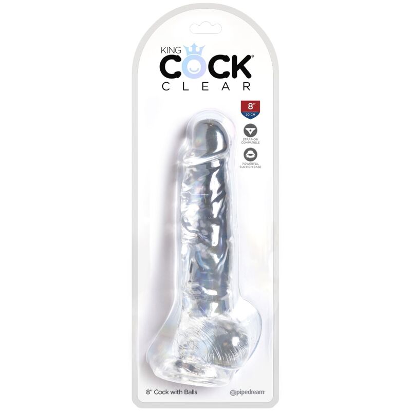 KING COCK - CLEAR PENE REALÍSTICO CON TESTÍCULOS 16.5 CM TRANSPARENTE - immagine 4
