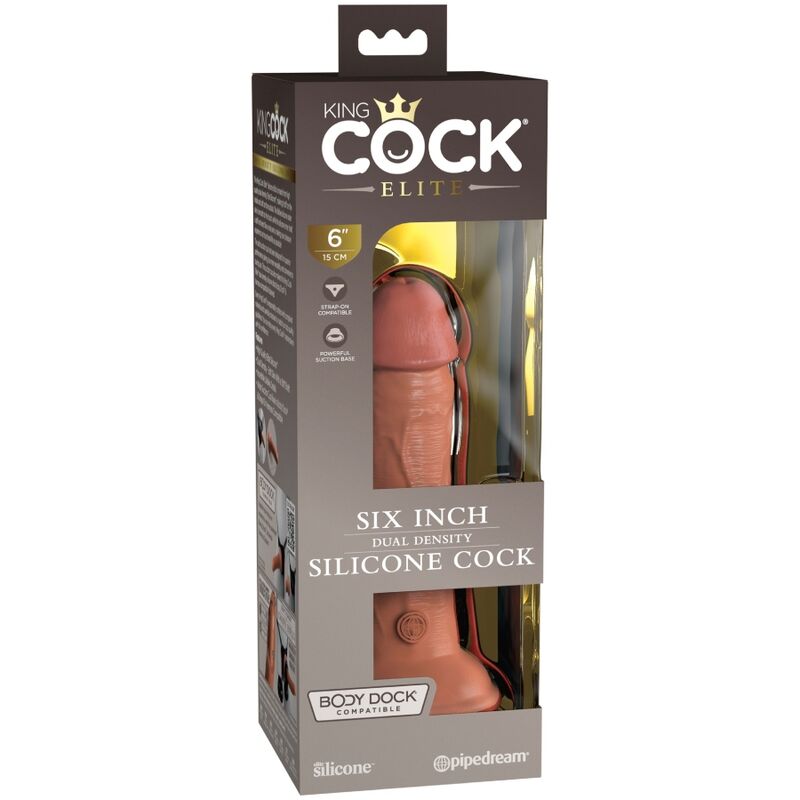 KING COCK - ELITE DILDO REALISTICO IN SILICONE 15.2 CM CARAMEL - immagine 3