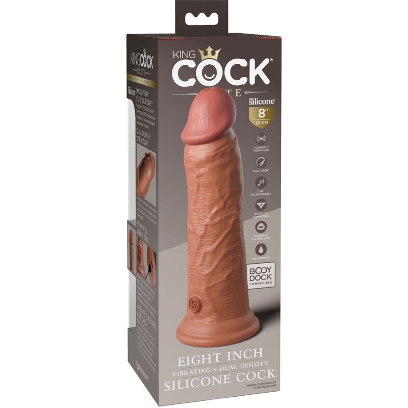 KING COCK - ELITE DILDO REALISTICO VIBRANTE E SILICONE 20.3 CM CARAMEL - immagine 4