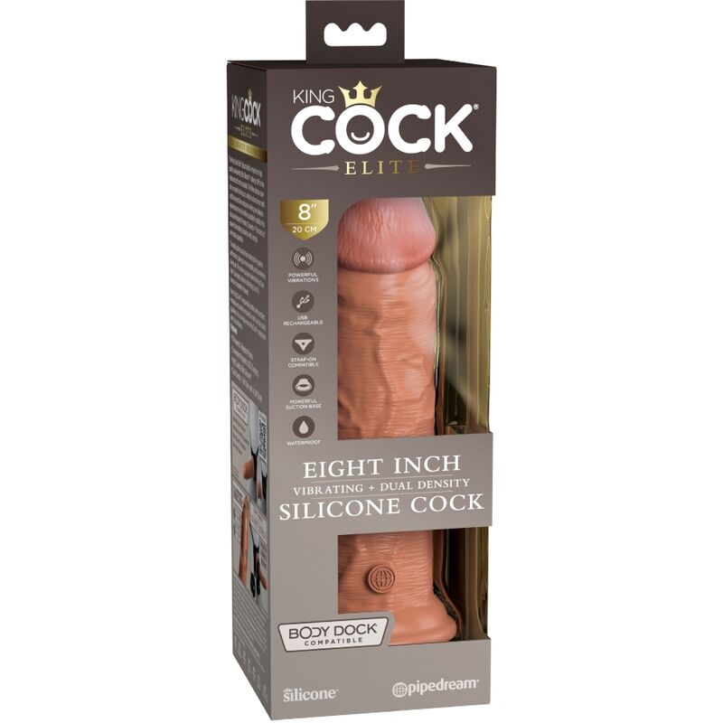 KING COCK - ELITE DILDO REALISTICO VIBRANTE E SILICONE 20.3 CM CARAMEL - immagine 6