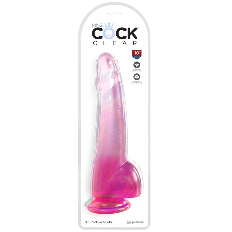 KING COCK - CLEAR DILDO CON TESTÍCULOS 19 CM ROSA - immagine 2