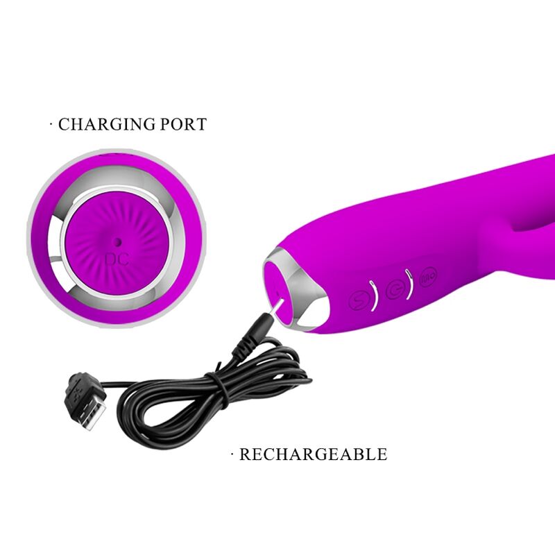 PRETTY LOVE - VIBRATORE RICARICABILE GLORIA RABBIT-VIOLA IMPERMEABILE - immagine 8