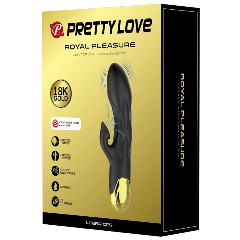 PRETTY LOVE - VIBRADOR DE LUJO BAÑADO EN ORO RECARGABLE NEGRO - immagine 2