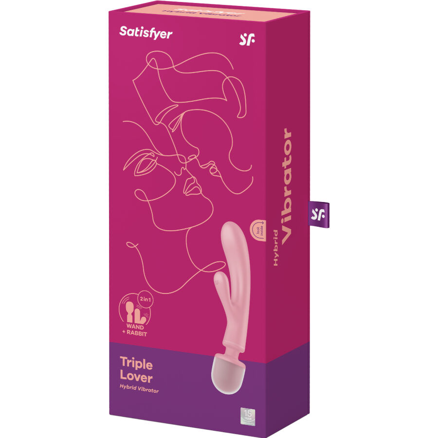 SATISFYER - TRIPLE LOVER MASAJEADOR VIBRADOR RABBIT ROSA - immagine 2