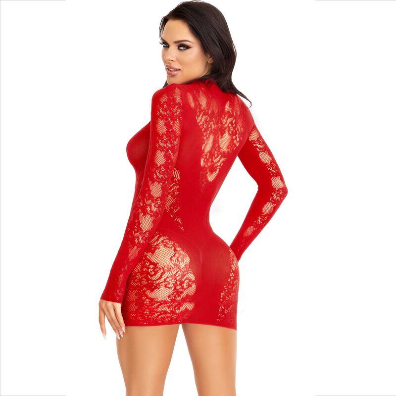 LEG AVENUE - MINI VESTIDO DE ENCAJE CON MANGA LARGA ROJO - immagine 6