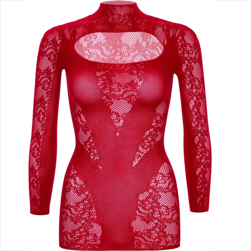 LEG AVENUE - MINI VESTIDO DE ENCAJE CON MANGA LARGA ROJO - immagine 2