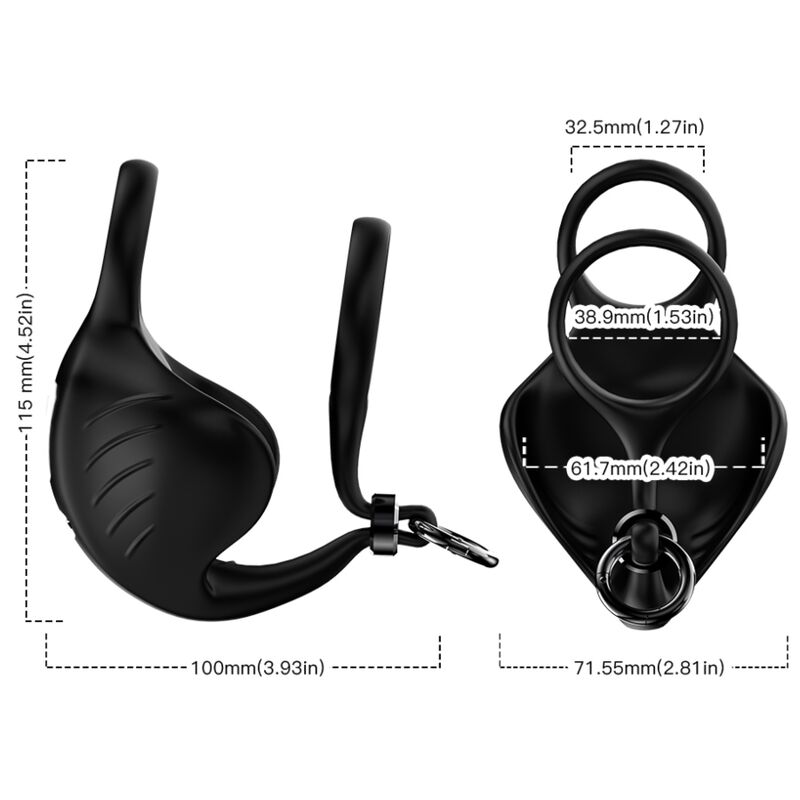 ARMONY - ANELLO VIBRATORE MANTA SCROTO NERO - immagine 3